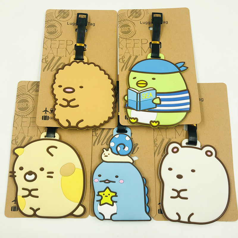 Etiqueta de equipaje de Gel de sílice, accesorios de viaje de animales pequeños japoneses, soporte de identificación de maleta, etiqueta de embarque de equipaje, alta calidad