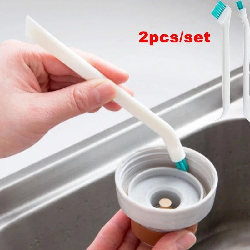 2 unids/set cepillo de limpieza estrecho mango largo espacio portátil botella de bebé cepillo de limpieza herramienta de cocina para el hogar cepillo pequeño