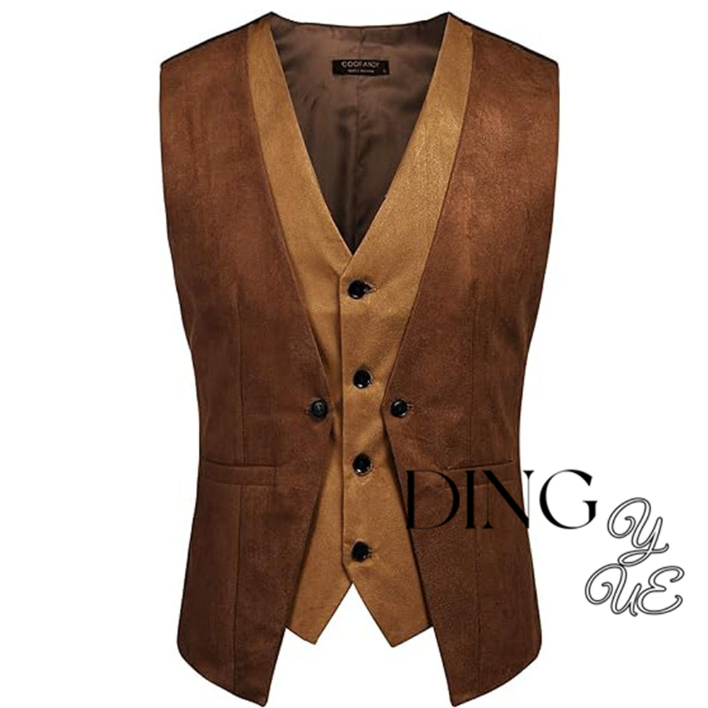 Herren Wildleder Leder Weste geschichteten Stil Kleid Weste Steampunk Herren Weste