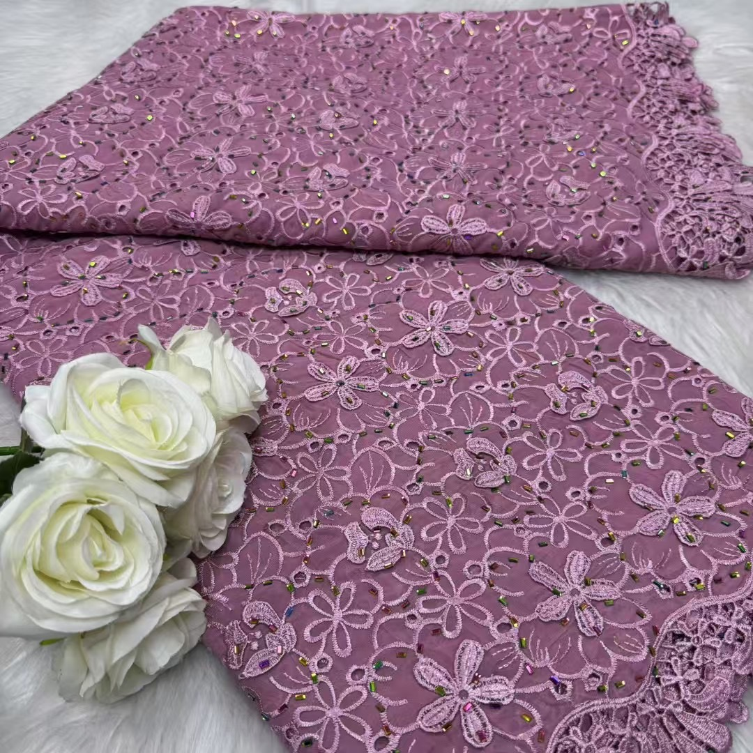 Tecido de renda chiffon africano 2025 material de renda de alta qualidade nigeriano francês africano tecidos de renda verde para casamento feminino