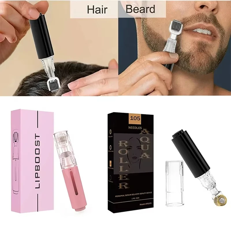 105 Pins Derma Roller Titanium Needle Roller Eyebrow Beard Care Tool Essence Applicator Replaceable Titanium Needles Roller head