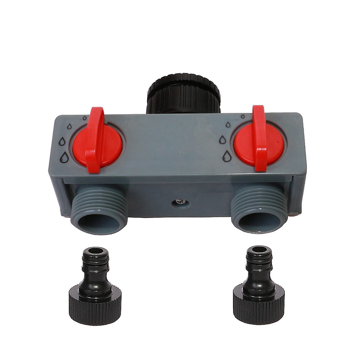 2-Wege/4-Wege-Wasserverteiler-Wasserhahn-Adapter, ABS-Kunststoff-Anschluss, 3/4 und 1 Zoll Schlauchverteiler für Schlauch, Rohr, Wasserhahn