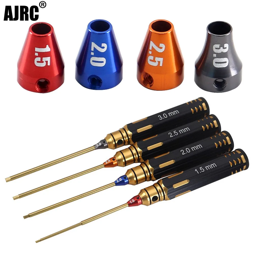 Ajrc 4 ชิ้น/เซ็ตไทเทเนียมชุบ 1.5 มม./2 มม./2.5 มม./3 มม.ไขควงสกรูเครื่องมือเครื่องหมายสําหรับรุ่น RC รถเรือเครื่องบิน
