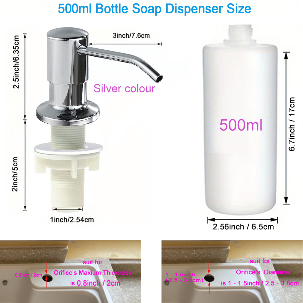 Dispensadores de jabón líquido, botella de 500ml / 350ml, bomba duradera de acero inoxidable, herramientas útiles para fregadero de cocina, producto para el hogar
