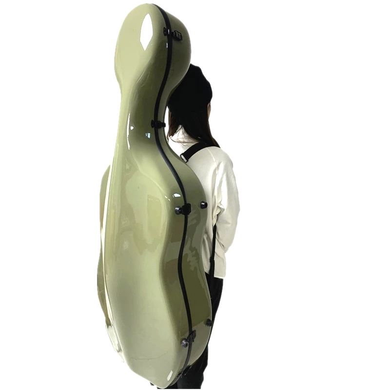Kotak Bungkus Keras Cello 4/4 Serat Karbon Tahan Benturan Tahan Air Ransel Ringan Kuat 3.5Kg, Penyimpanan Cangkang Keras Melindungi Cello