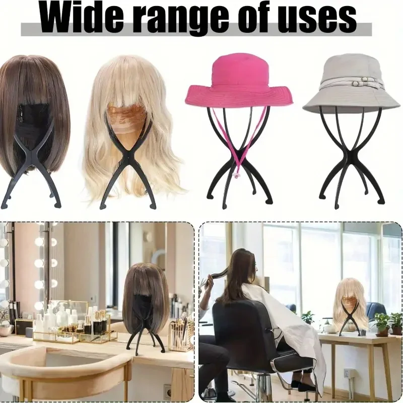 1 pz supporto per parrucca pieghevole di colore nero/rosa supporto per parrucca in plastica pieghevole portatile per parrucca da donna con display per lo styling