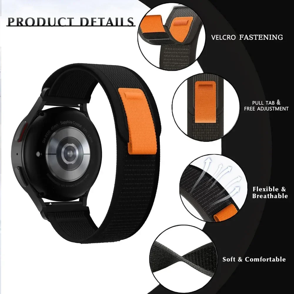 Correa de nailon para HaiWei Galaxy Watch 7 6 5 4 40mm 44mm Classic/Active/Gear S3 Frontier 20mm 22mm Correa deportiva Amazfit GTS 3 4