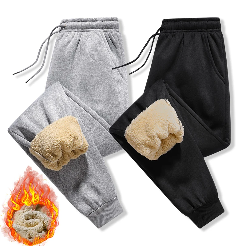 Hosen für Herren im Herbst und Winter, verdickt mit Fleece für Oberbekleidung, Freizeithosen, warme Sport-Jogginghosen aus Lammwolle