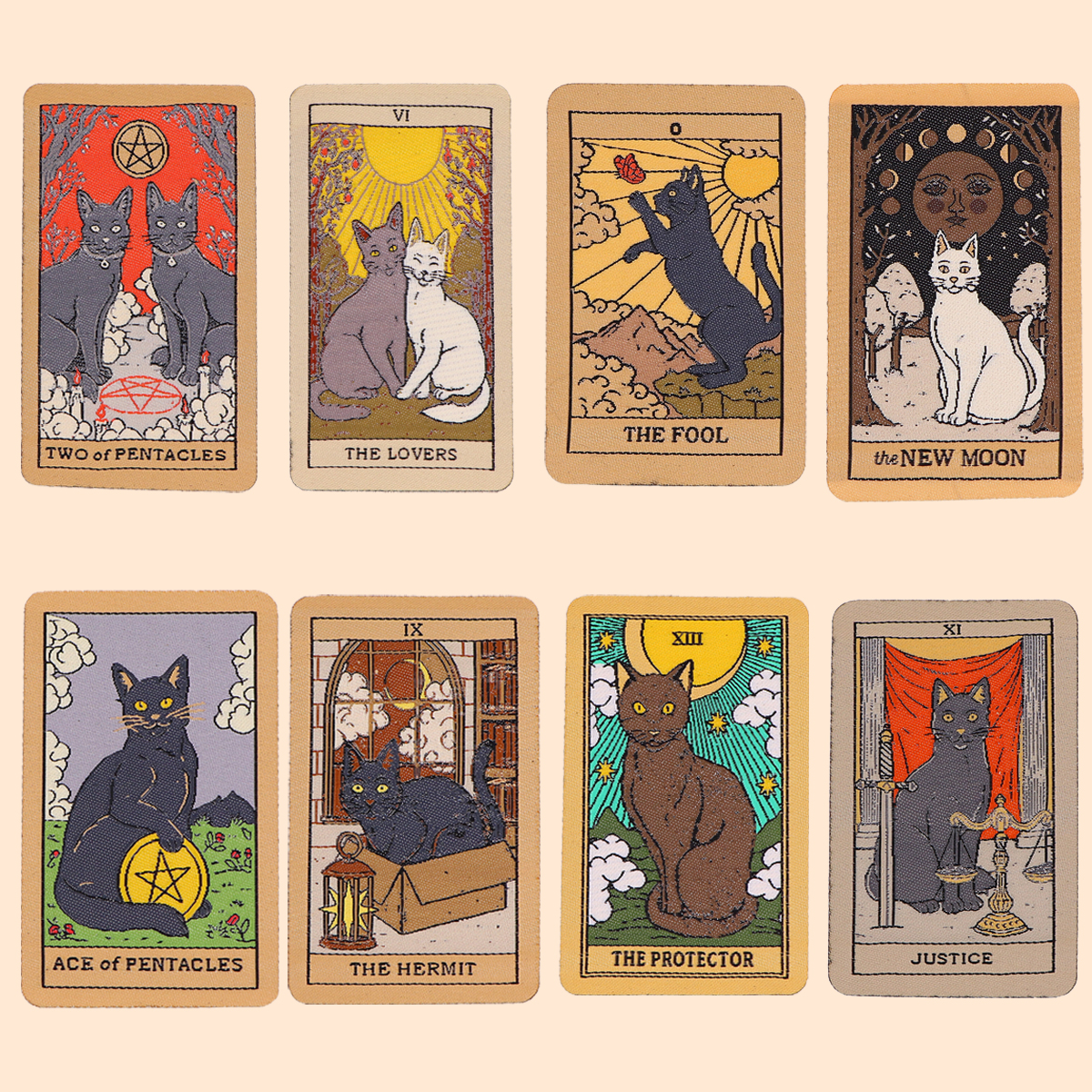 Нашивки с картами Таро «Черный кот» на одежде, вышитые луной нашивки, пришитые значки, железная нашивка, аксессуары для одежды «сделай сам»