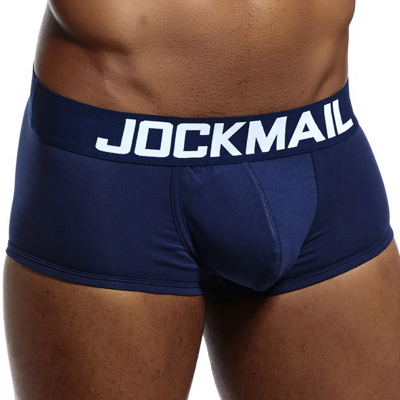 Jockmail roupa interior masculina de algodão de alta qualidade moda cintura baixa plus size boxer shorts cinto de cor sólida cuecas masculinas troncos