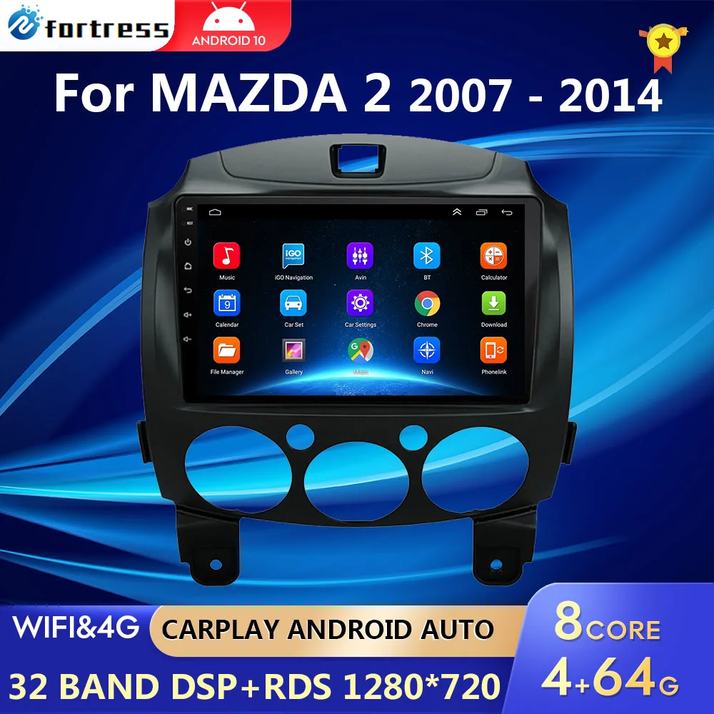 Reproductor Multimedia de Radio Android para coche para MAZDA 2 Mazda2 2007 2008 2009 2010 2011 2012 2013 2014 GPS Navi 2din 2 din Autoradio
