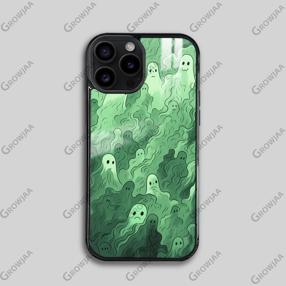 Casing ponsel hijau hantu Magsafe lucu, penutup magnetik nirkabel cermin tahan guncangan Mini untuk iPhone 15 14 13 12 11 Pro Max Plus