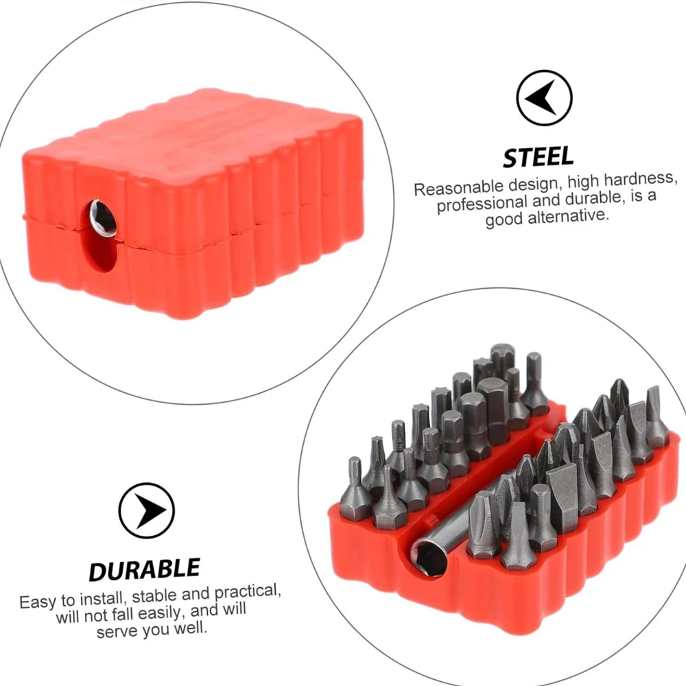 33pcs Magnetic Security Screwdriver Bit Torq Torx Hexagonal Star Spanner Electric Holder Bits Set 1/4" 6.35mm for Screwing