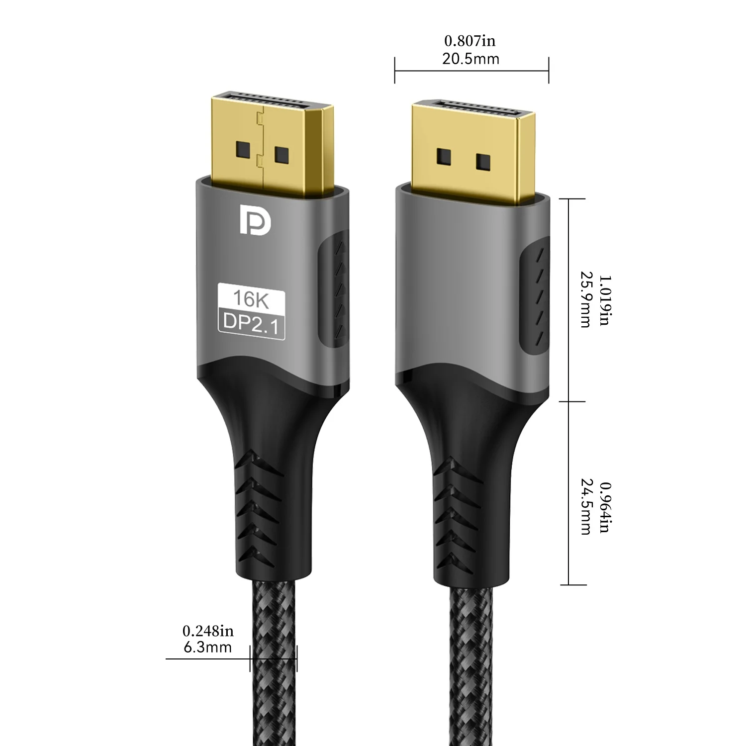 FDBRO Displayport 2.1 16K DP Cable 8K@120Hz/60Hz 4K@240Hz 80Gbps HDR Video Audio Cable for Laptop Xbox Projector Gaming Monitor