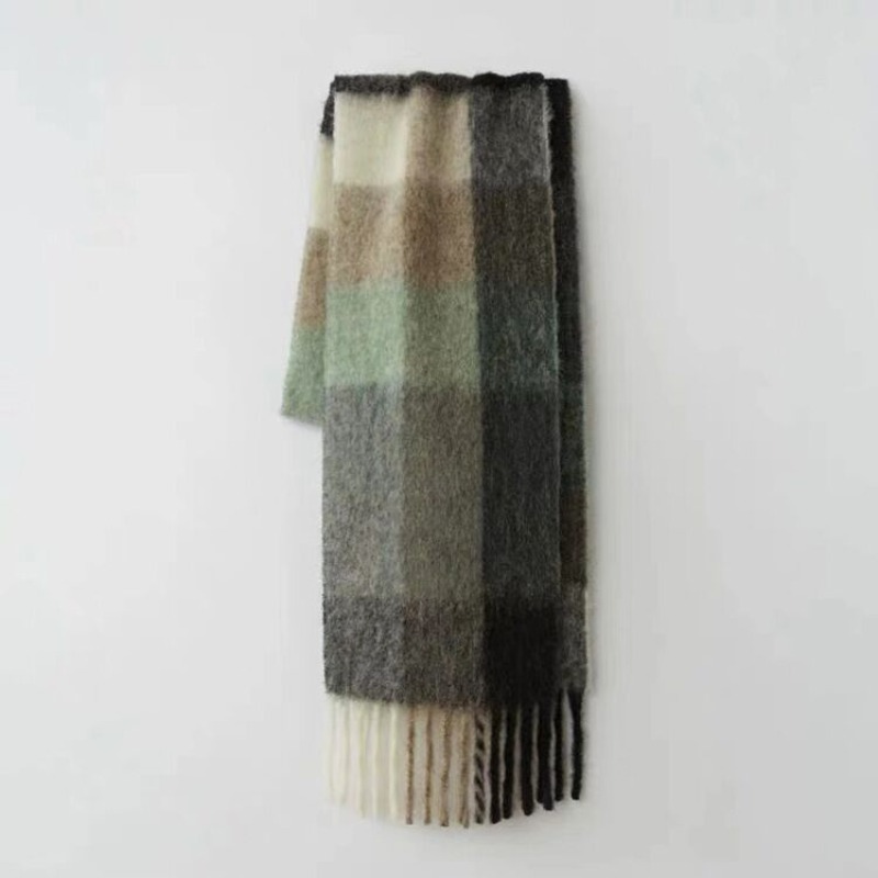 Bufanda de invierno con etiqueta para hombre y mujer, chal grueso y cálido, capa sólida, Pashmina de lujo, marca de diseñador, borla larga