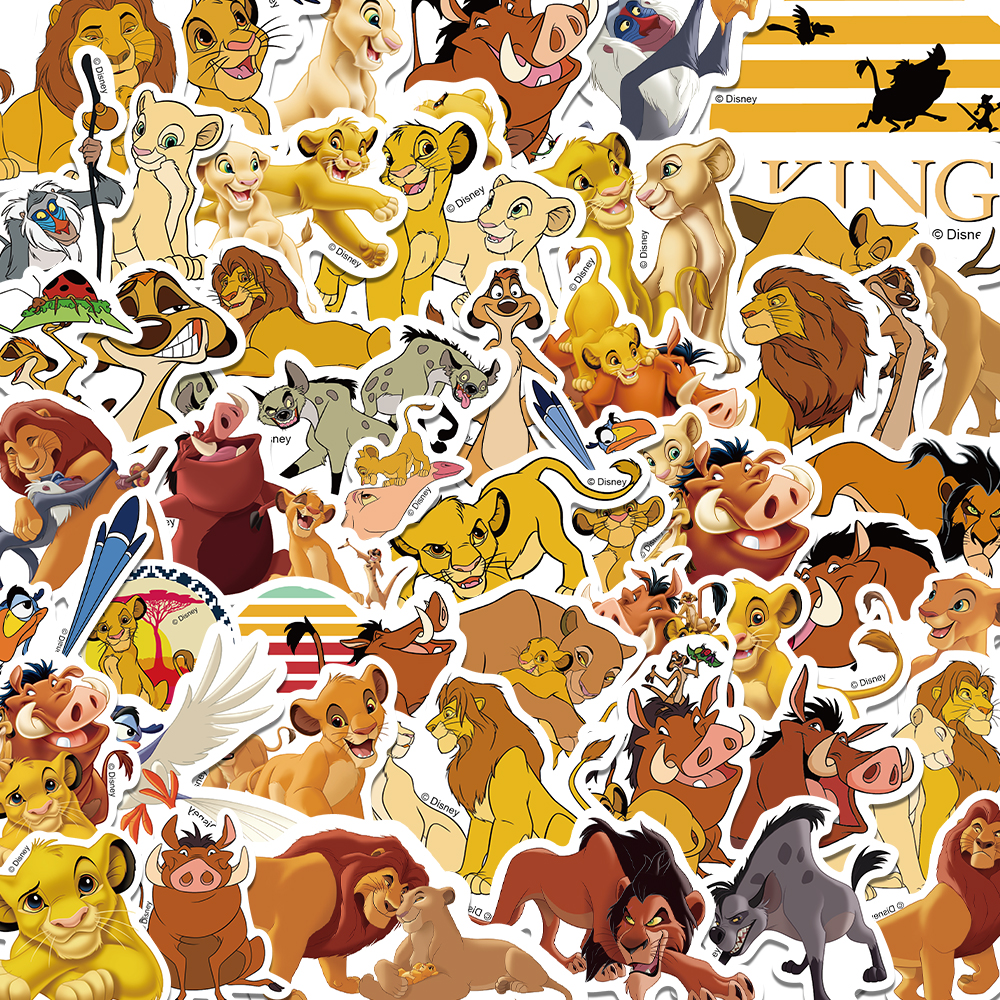50 Uds. Pegatinas del Rey León Simba para álbum de recortes, diario, portátil, equipaje, monopatín, calcomanía de Graffiti, juguetes clásicos divertidos