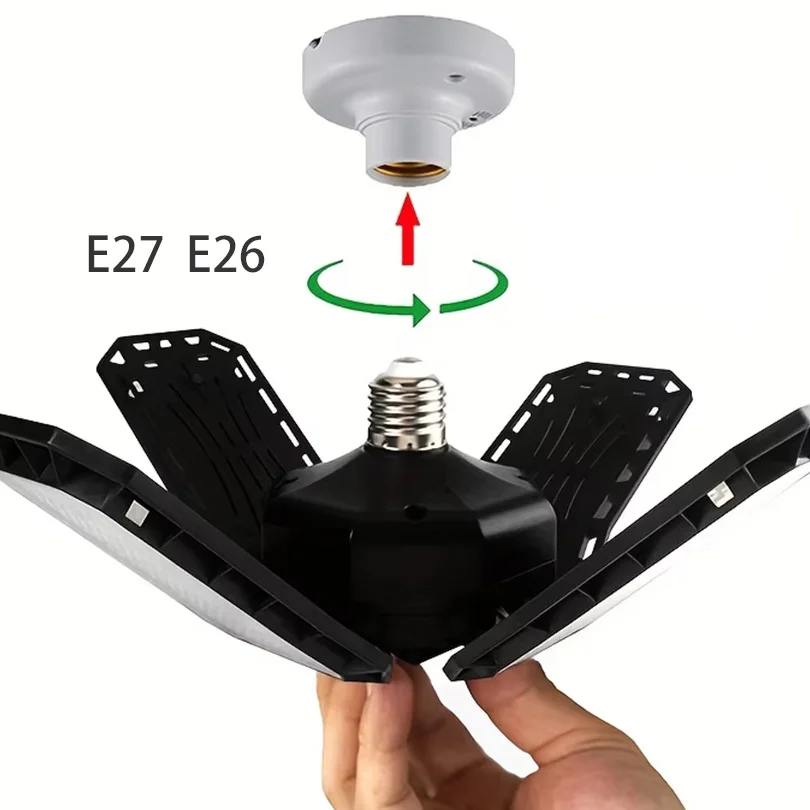 LED Lamp Bulb AC220V 45/60/80W Foldable Umbrella Is Suitable For Lighting In Warehouses Garages Storage Rooms And Other Places