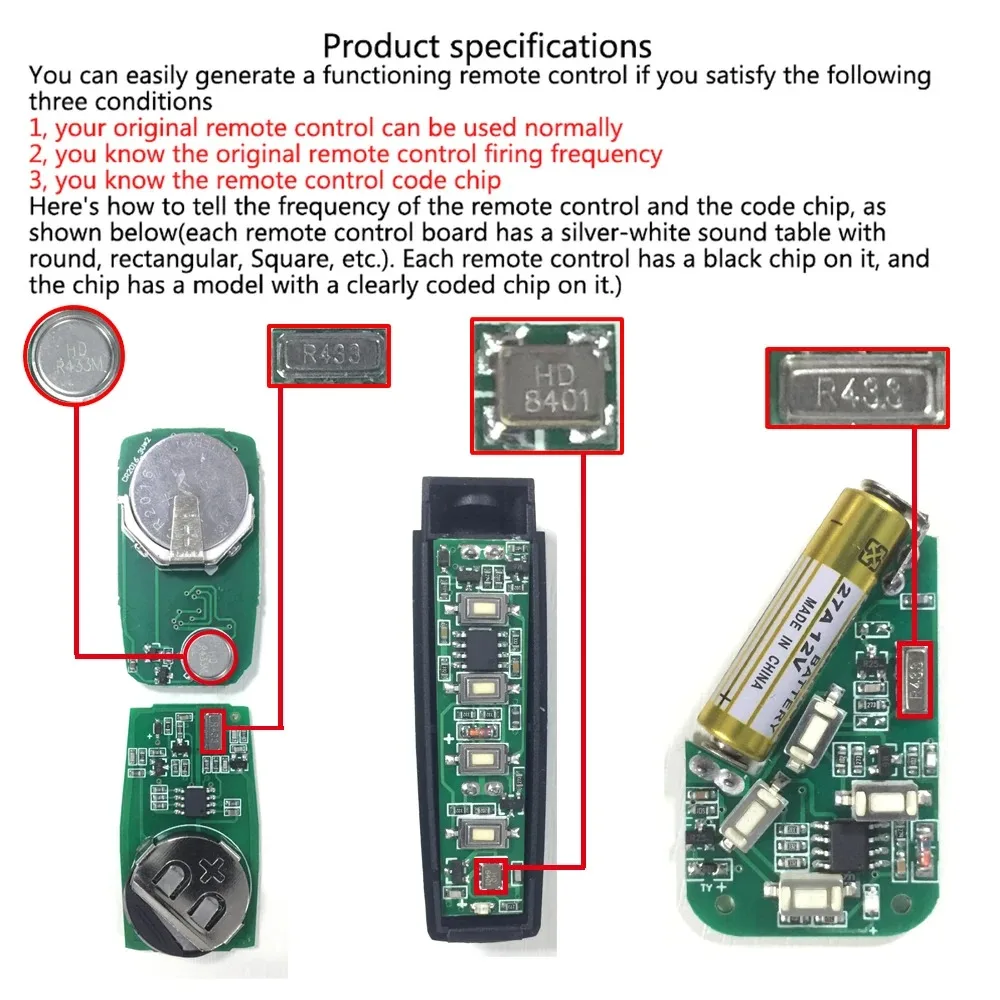 Clon de Control remoto de 433MHZ, código rodante de aprendizaje, llave de coche de 433,92 mhz, abridor de puerta de garaje, duplicador de Control remoto