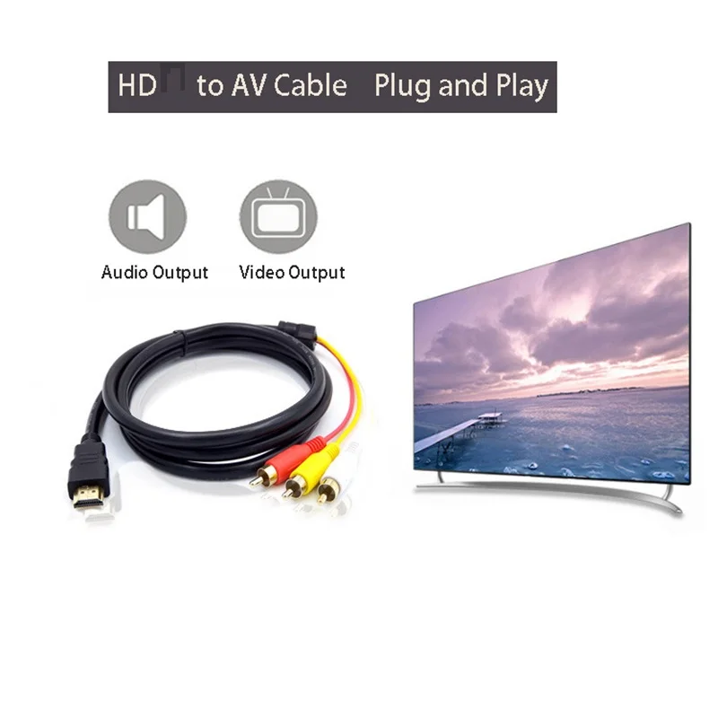 Cavo compatibile HDMI a 3RCA da 1,5 M con cavo HDMI 1.4 a AV Cavo audio video HD
