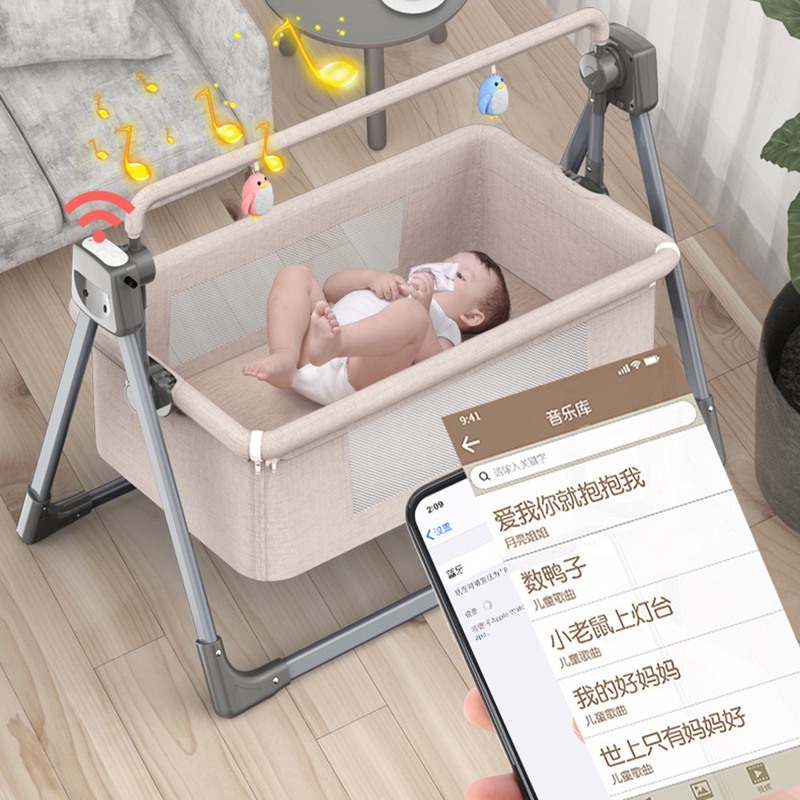 0〜3歳の赤ちゃん用の多機能電気クレードル,睡眠用のインテリジェントなスリーキングチェア,bbベッド