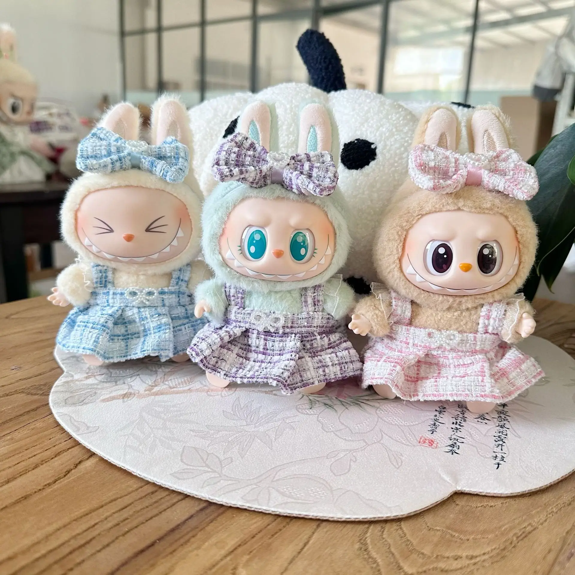 17 センチメートル Labubu 人形服かわいいミニぬいぐるみ人形の服モンスター衣装アクセサリープリンセスドレスパールミニピンク ES06O