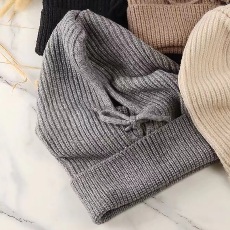 Berretti con cappuccio lavorati a maglia Passamontagna invernale Cappelli da donna Stile coreano Cappelli con coulisse più caldi per esterni Berretti con colletto al collo in un unico pezzo