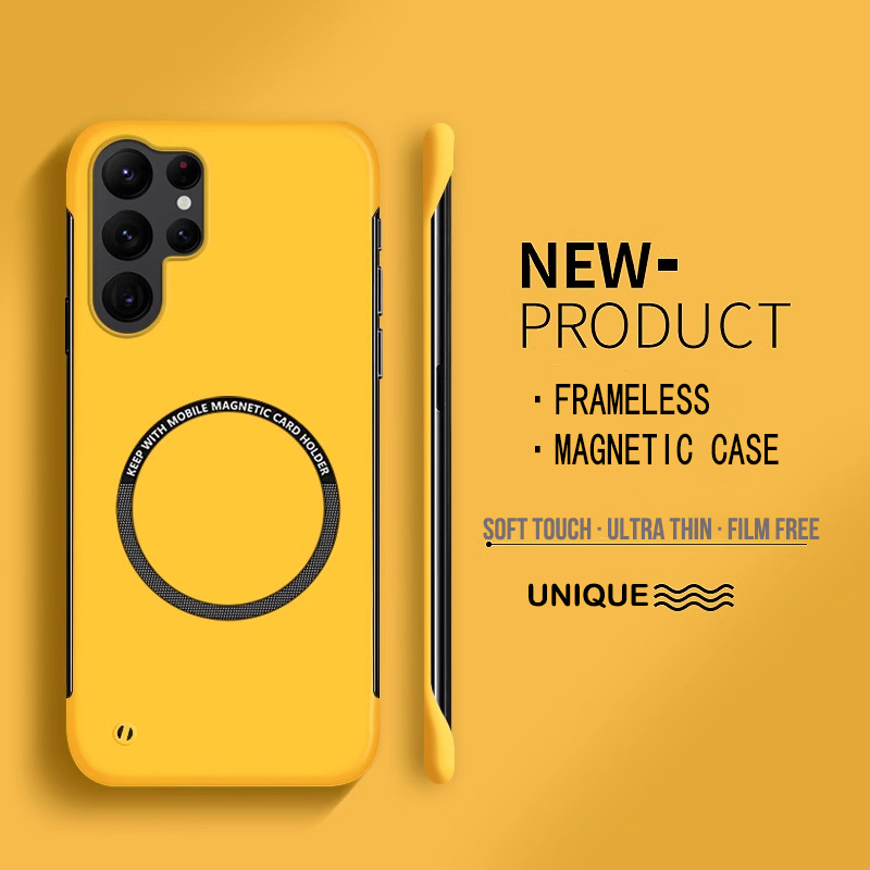 Ultradünne harte PC-Magnetrahmenlose Handyhülle für Magsafe Samsung Galaxy S24 S23 S22 S21 S20 FE Plus Note20 Ultra Matte Cover