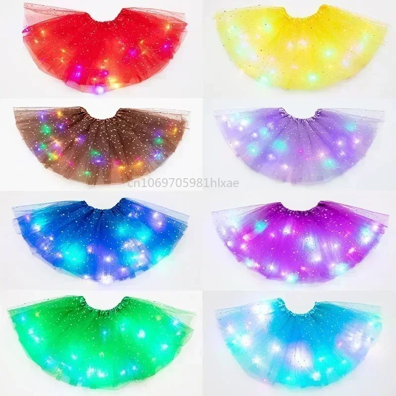 Falda de tul con luz LED brillante para mujer, minifalda corta con tutú, Ropa de baile de Ballet elegante para adultos, disfraz de fiesta, vestido de baile, minifalda