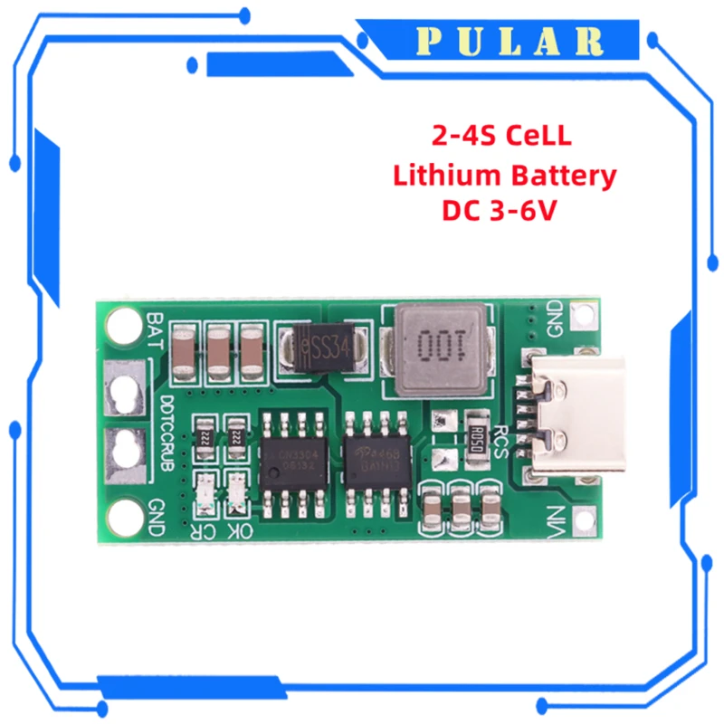 18650 Lithium Battery Multi-Cell 2S 3S 4S Type-C To 8.4V 12.6V 16.8V Step-Up Boost LiPo Polymer Li-Ion Charger 7.4V 11.1V 14.8V