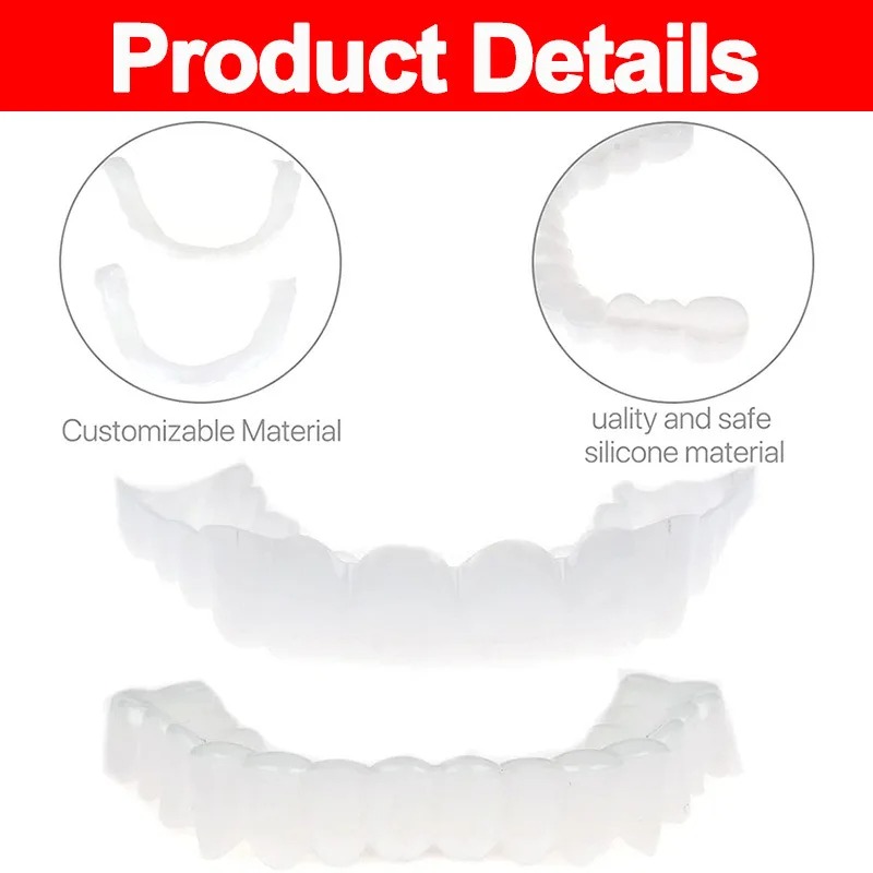 Chapa para dientes, soportes para dentaduras postizas blanqueadoras, cubierta temporal para dientes postizos, sonrisa perfecta, Kit de dentadura de ajuste cómodo