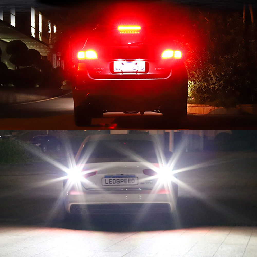 BMTxms 2pcs 1157 BAY15D P21/5W LED Brake Stop Luzes Vermelhas Canbus BAW15D PR21W BAZ15D P21/4W LED Lâmpada Branca de Backup Reverso
