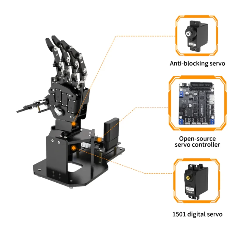 5 dof Fingers Bionic Robot Somatosensory Open-source Smart Robot Hand For Arduino /STM32 Robot Programmable Uhand2.0 Robot Hand