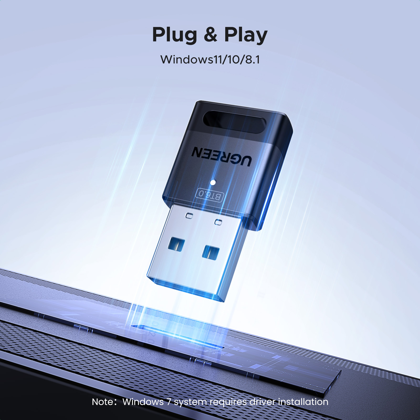 UGREEN USB Bluetooth Adapter, Bluetooth 6.0 Dongle for PC Windows 11/10/8.1, Bluetooth Receiver & Transmitter for Keyboard/Mouse