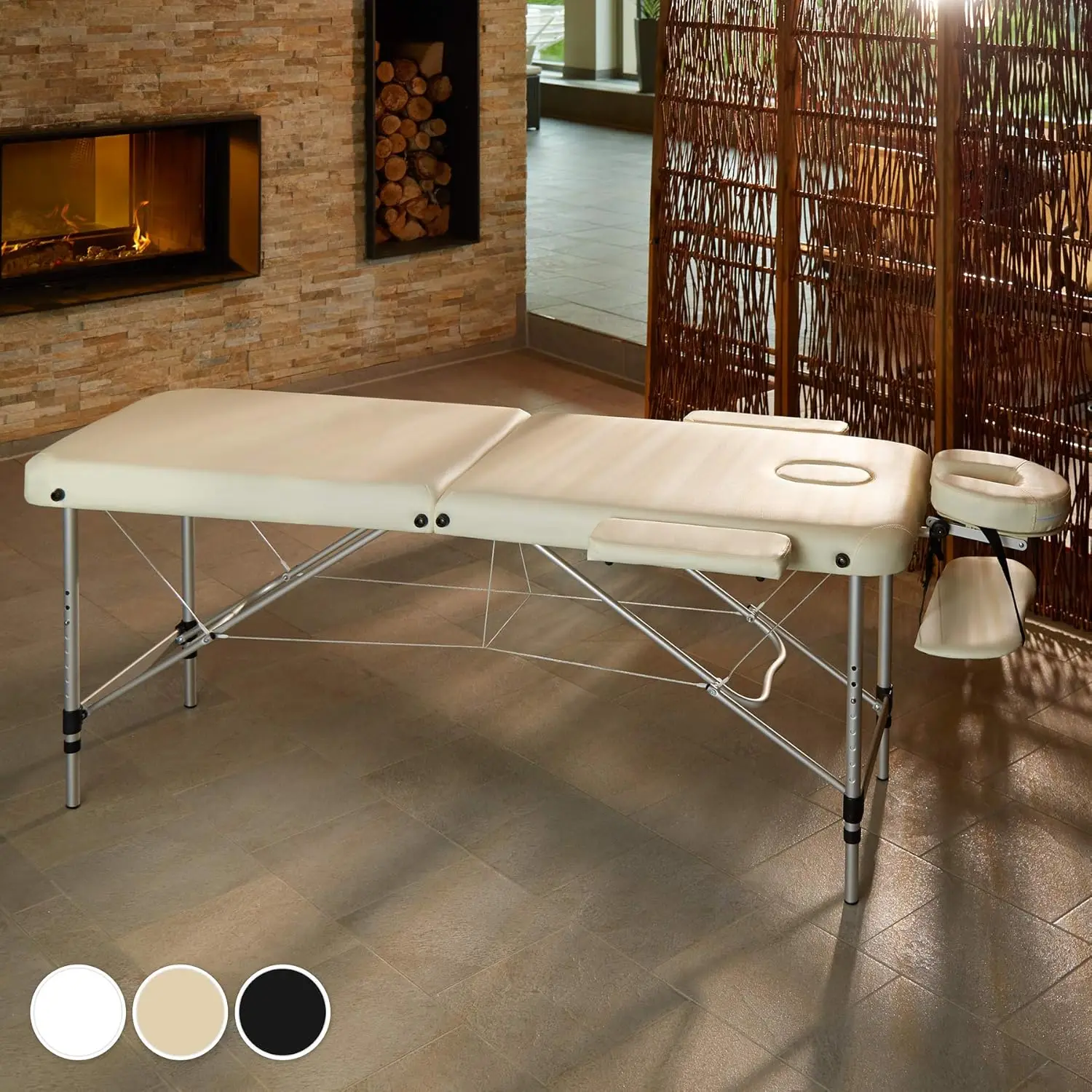 Table de Massage Pliante Professionnelle 2 Zones Aluminium Cosmetique Lit de Massage Table Esthetique Tatouage Portable avec Repose Bras, Housse de Transport Incluse