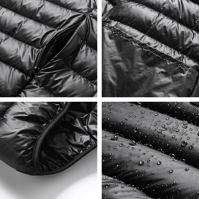 Мужской ультралегкий пуховик на белом утином пуху, с капюшоном