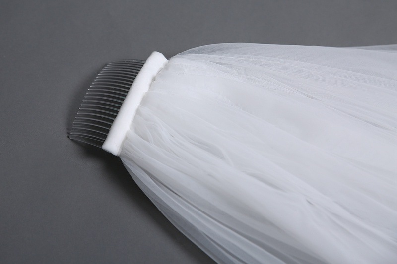 Màu Trắng Thanh Lịch/Ngà Cưới Gân 3 Dài Với Lược Lượn Sóng Ren Mantilla Nhà Thờ Chính Tòa Cưới Cô Dâu Phụ Kiện Gân Veu de Noiva