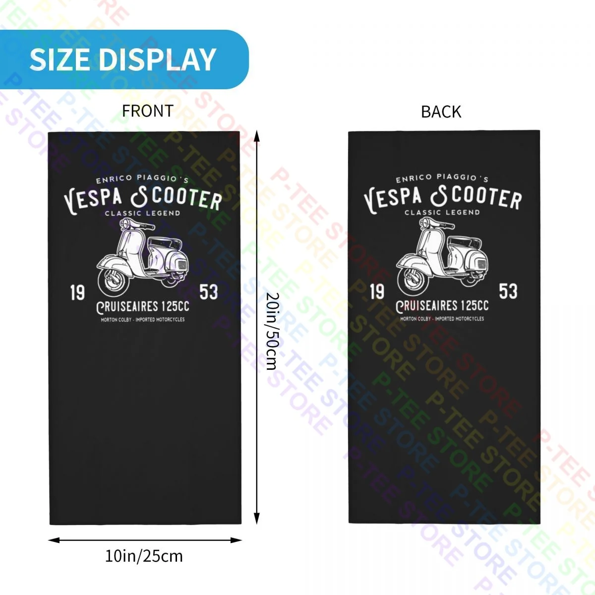 Piaggio Vespa Scooter 1953 125Cc Polaina para el cuello Bandana Bufanda Mascarilla Unisex Camping Protección UV