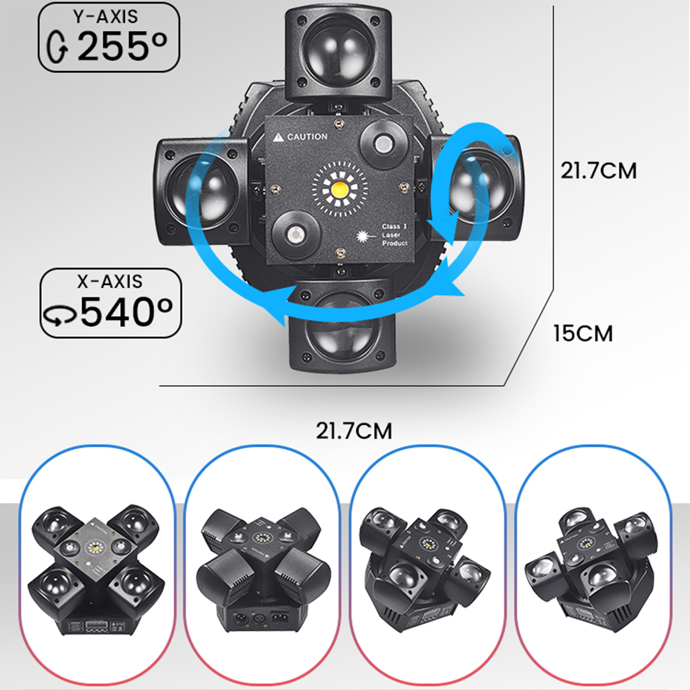 4-Arm Mini Moving Head DJ Light 48W Disco Lights Cabezas LED DMX512 Beam Strobe Effect RGBW Party Night Club Stage Light
