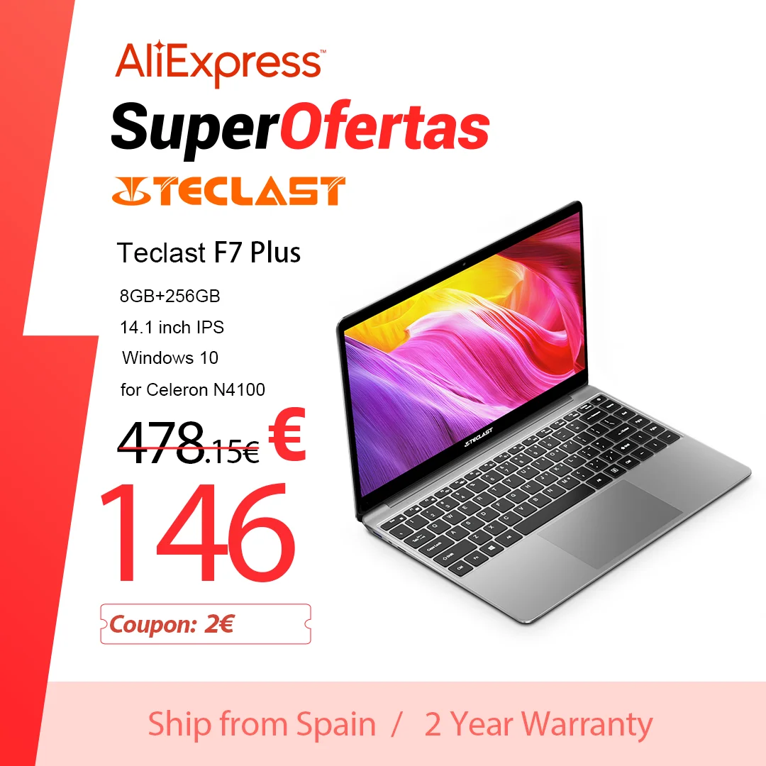 TECLAST Portátil F7 Plus, 14,1 pulgadas, Celeron N4100, 8GB GB RAM y SSD 256GB, Windows 10, pantalla FHD 1920x1080 IPS, UHD 600 GPU