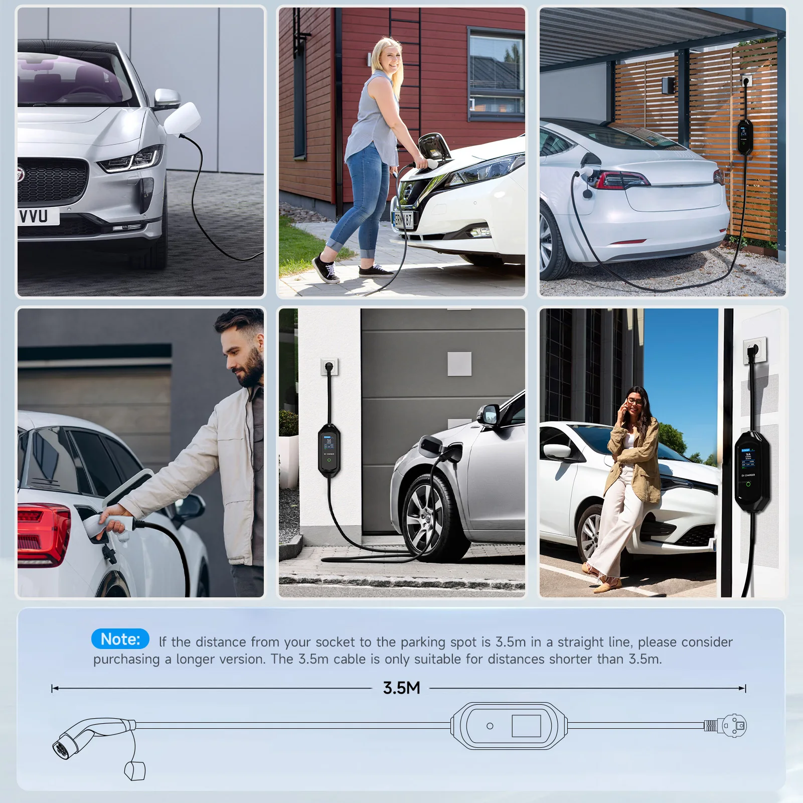 AFYEEV 3600 W tragbares Elektroauto-Ladegerät Typ 2 IEC62196-2 Ladekabel EV-Ladestation Wallbox EVSE Elektro-Ladegerät