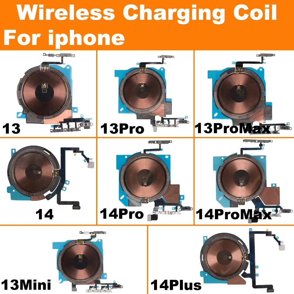 Wireless Charging Chip Coil For iPhone 14 13 12 11 Pro Max Mini Wireless With Magnet Power Volume Button Flex Charger Panel Part