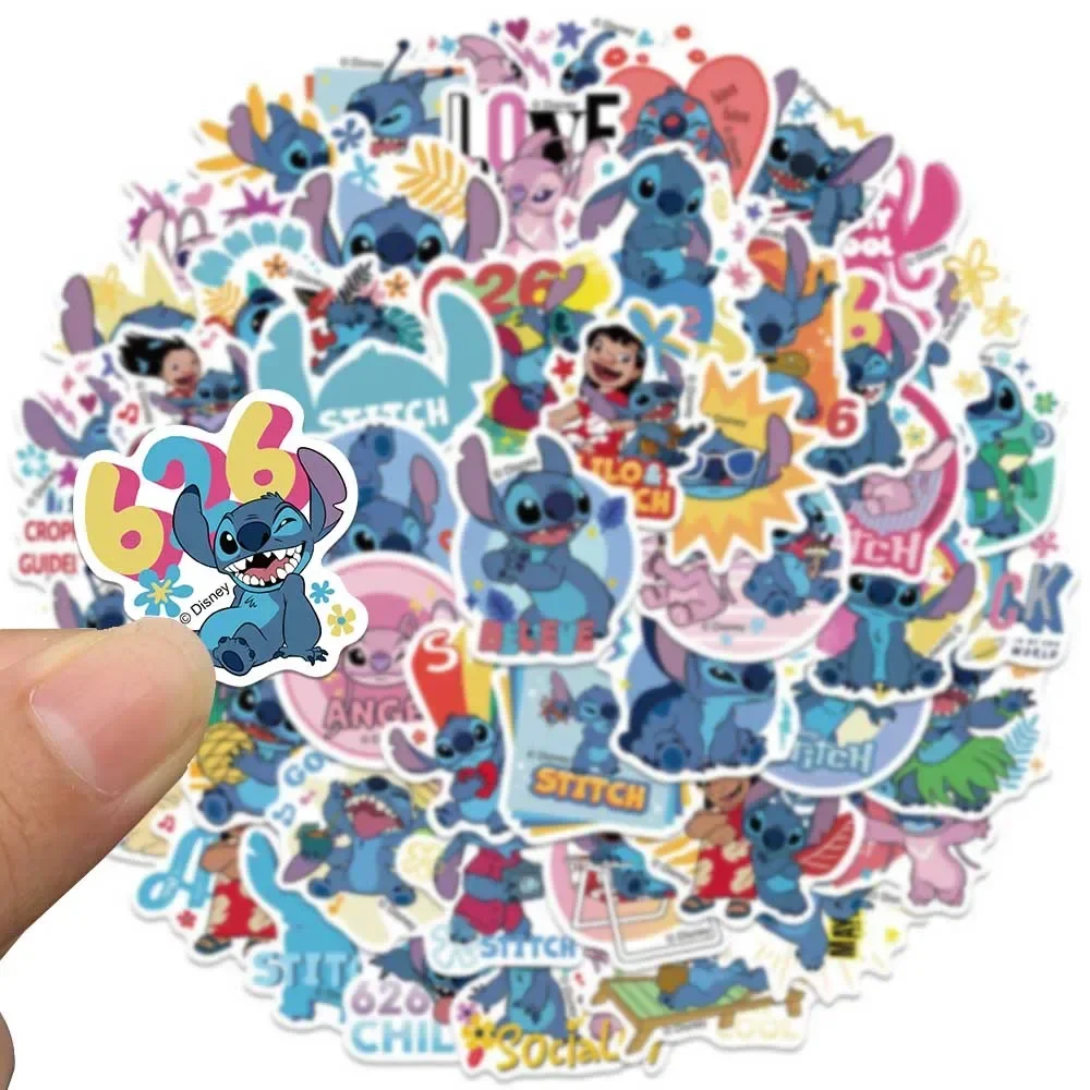클래식 릴로 & 스티치 스티커 Kawaii 애니메이션 낙서 데칼 방수 장식 스티커 전화 물병 수하물 아이 장난감