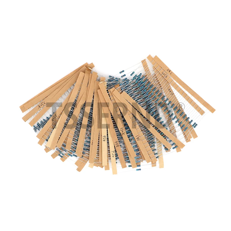 300Pcs 600Pcs 1/4W 금속 필름 저항기 키트 세트 30 값 저항기 팩, 10ohm ~1M 저항 1% 저항기 세트