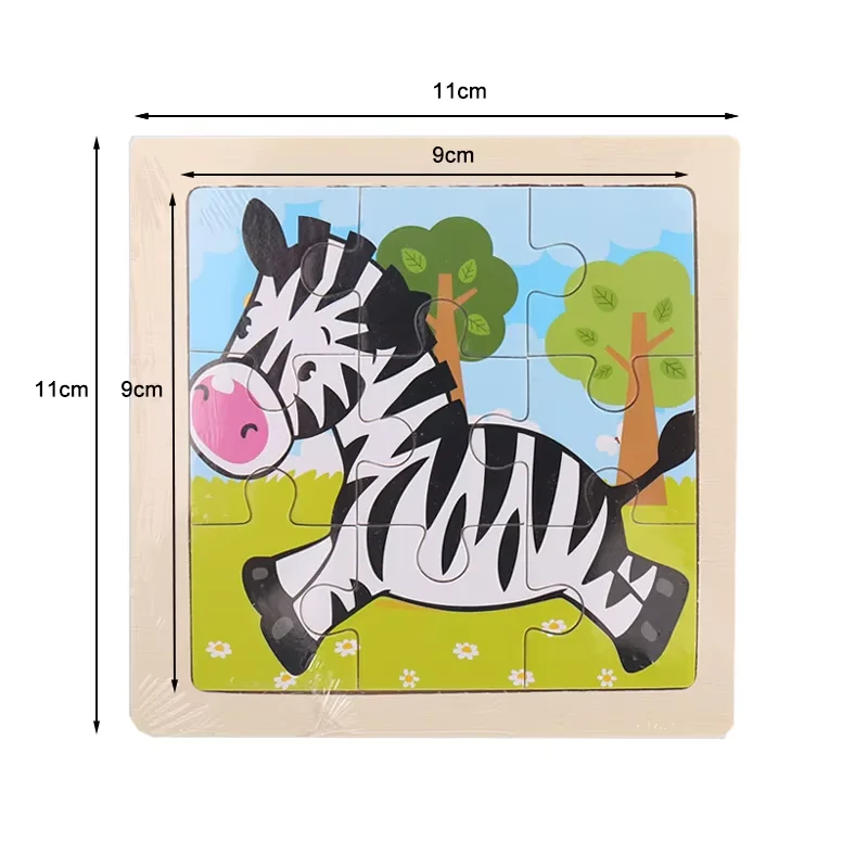 เด็กสัตว์ปริศนาเกม 11X11 ซม.การ์ตูน Tangram ปริศนาไม้ของเล่นเพื่อการศึกษาจิ๊กซอว์ของเล่นสําหรับของขวัญเด็ก