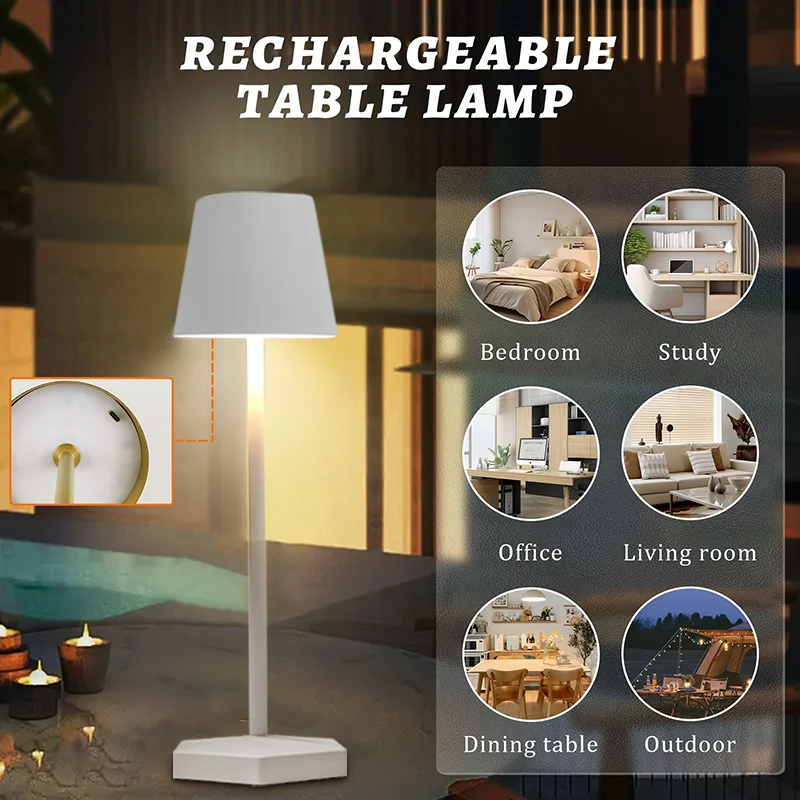 3 farben Tisch Lampe LED Touch Sensor Desktop Nachtlicht Wiederaufladbare Drahtlose Leselampe Für Zimmer Hotel Bar Restaurant Dekor