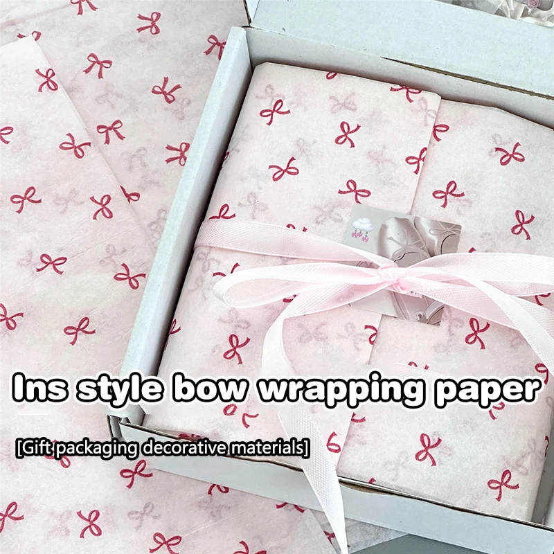 10 pezzi di carta da imballaggio per Bouquet di fiori in carta da regalo fatta a mano in carta da neve con fiocco rosa