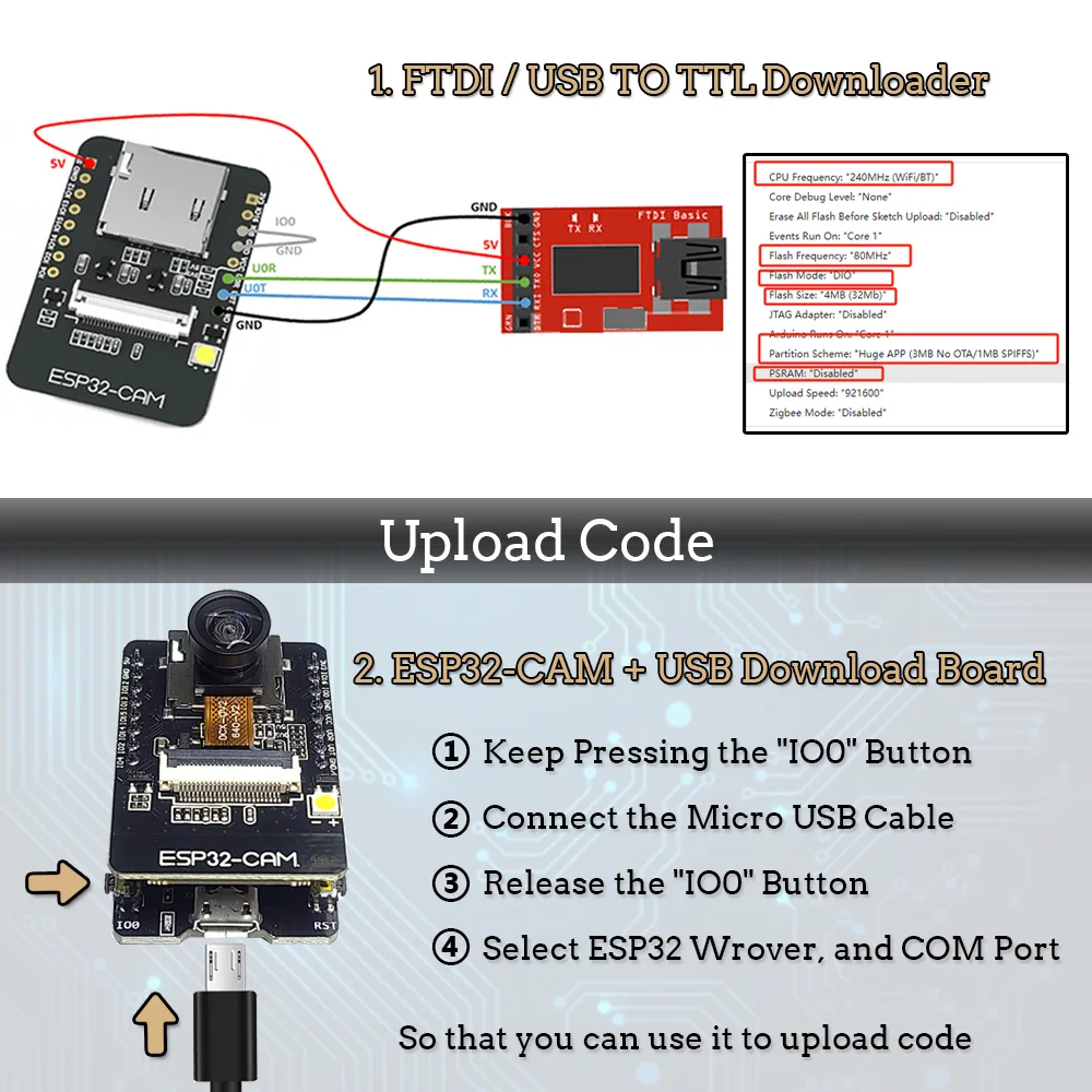 Kit de módulo de cámara ESP32 Original 2,4 GHz WiFi Bluetooth 8MB PSRAM OV2640 módulo de cámara 66 120 160 grados 850nm visión nocturna