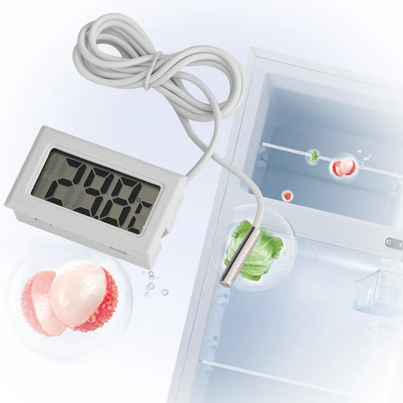 Mini termómetro Digital LCD con sonda impermeable, práctico Sensor de temperatura para interiores y exteriores, para refrigerador y acuario