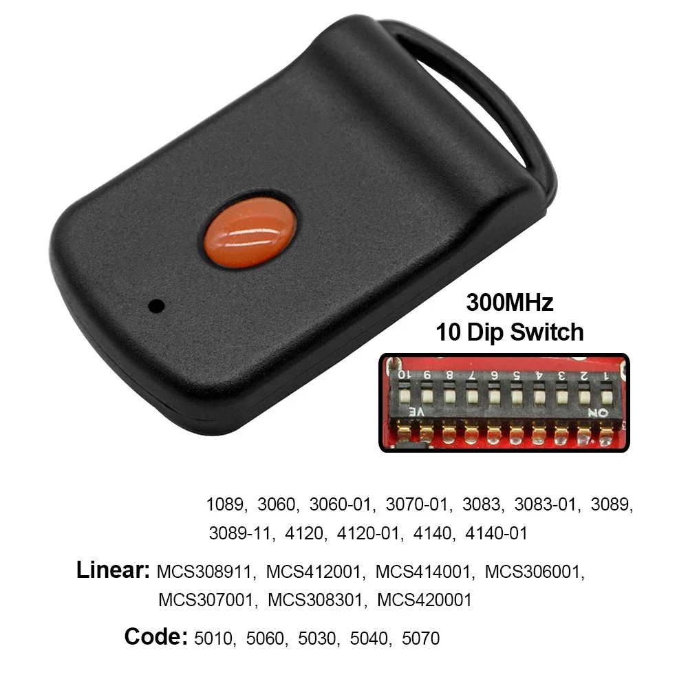 Para Control remoto lineal de garaje de 300MHz 3060 3089 308911 1089 4120 MCS308911 MCS412001 MCS414001 MCS308301 abridor de puerta