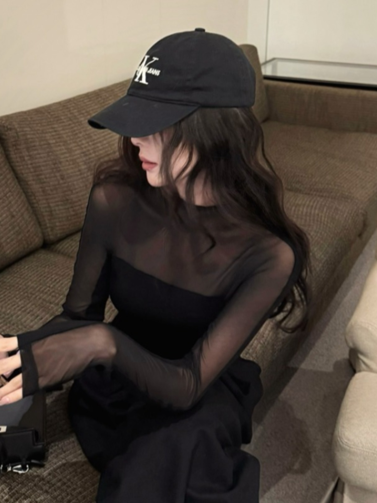 セクシーなスパイシーガールスタイルハーフハイカラー Tシャツ女性のインナーウェアベースレイヤーメッシュスプライス痩身植毛ショートトップ